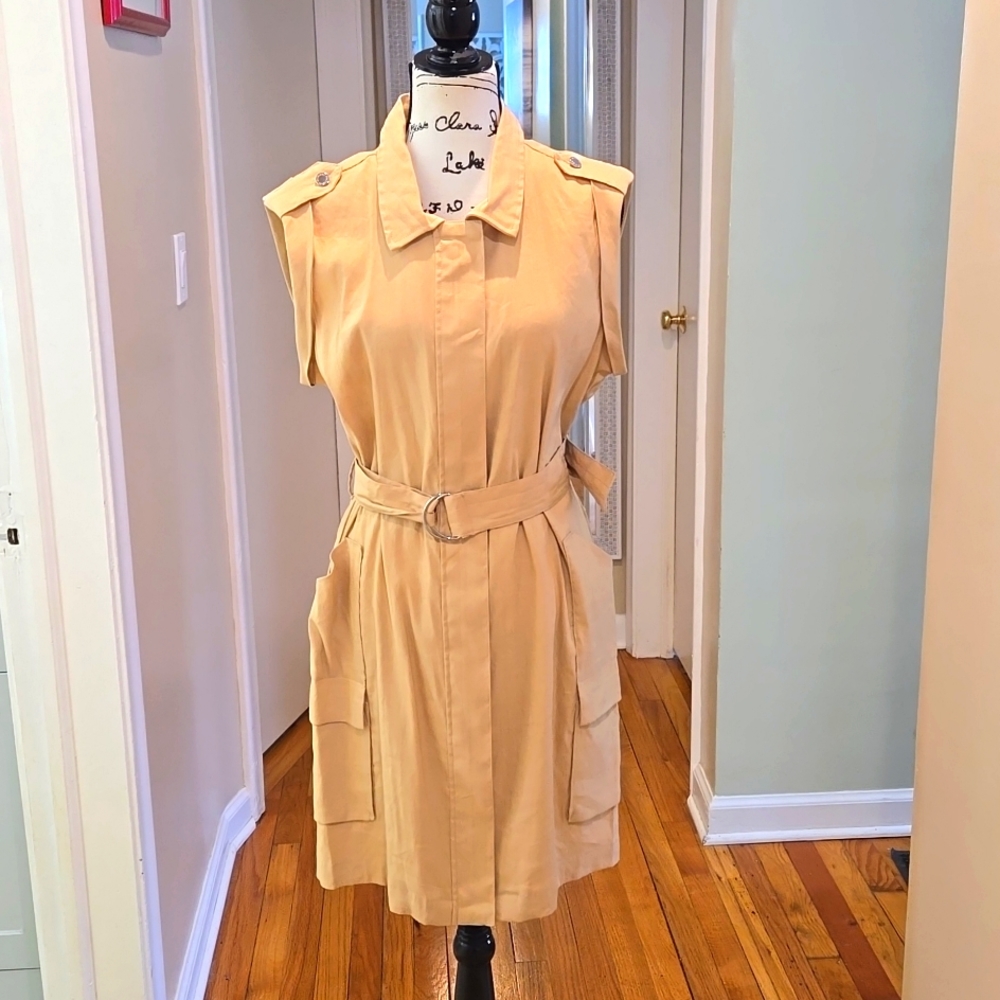 CALVIN KLEIN ▪︎ Safari/Cargo Linen Blend Dress, Size XL, NWT